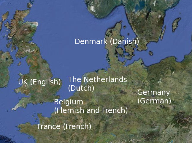 Map showing Denmark and Netherlands